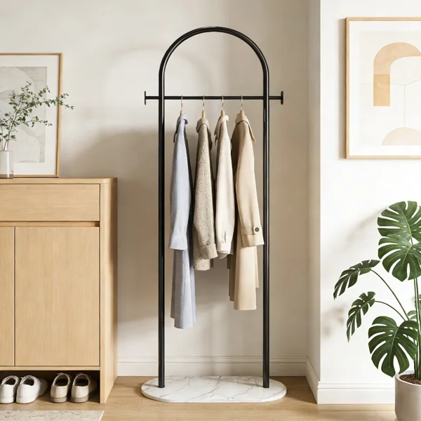 Clothing Rack, Golden Metal Freestanding Heavy Duty Clothes Rack with Marble Base, Multipurpose Garment Hanger for Bedroom, Hat, Scarf, Jacket view 6