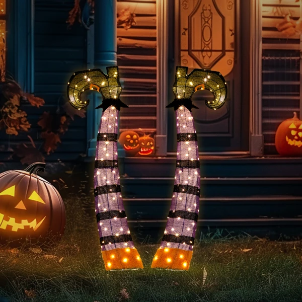 4ft 2D Witch legs Outdoor Halloween Decorations view 3