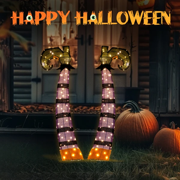 4ft 2D Witch legs Outdoor Halloween Decorations view 5