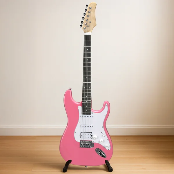 KST Stylish H-S-S Pickup Electric Guitar Kit with 5W AMP Bag Guitar Strap Strings rose red view 2