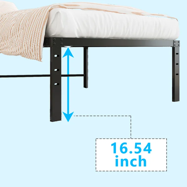 Black Twin Size Simple Basic Platform Metal Bed Frame - 18 Inch Bed Height view 5