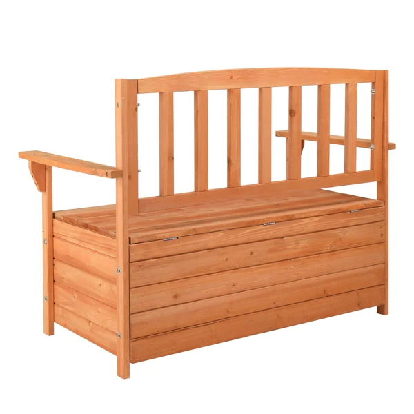 112 * 58 * 84cm Cedar Yard Storage Box With Backrest Armrest Bright Orange Red view 5