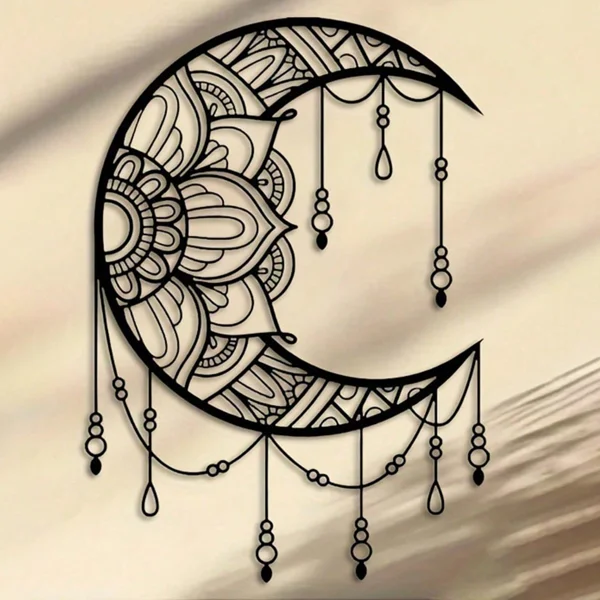 CIFbuy Mandala Moon Wall Art iron Wall Hanging for Yoga Meditation Room Decor