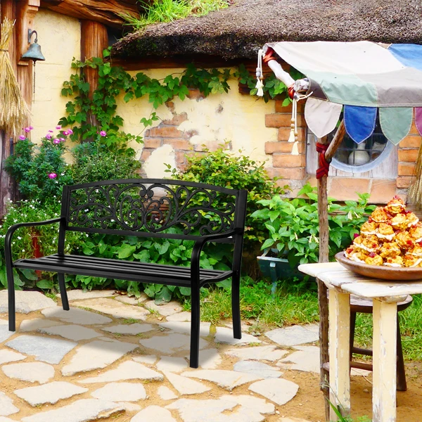 50" Iron Outdoor Courtyard Decoration Park Leisure Bench view 4