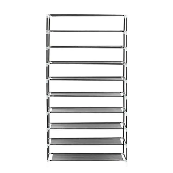 10 Tiers Shoe Rack with Dustproof Cover Closet Shoe Storage Cabinet Organizer Gray view 6