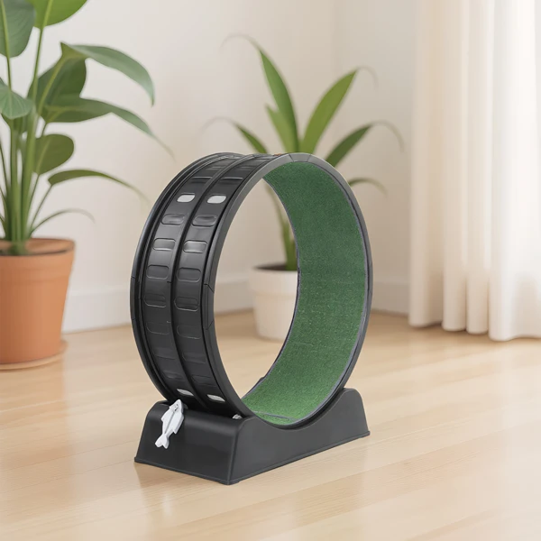 80*34*86CM Black PP track connector assembly, round shape with green carpet + 1 cat teaser stick, 15kg cat treadmill view 2