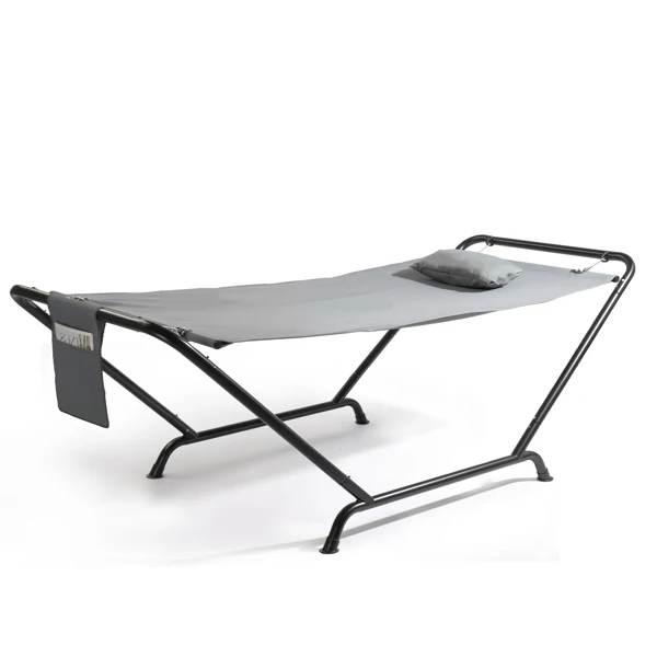 Freestanding Hammock with Stand, 600LBS Heavy Duty Outdoor Hammock Bed with Soft Pillow & Storage Bag, Grey