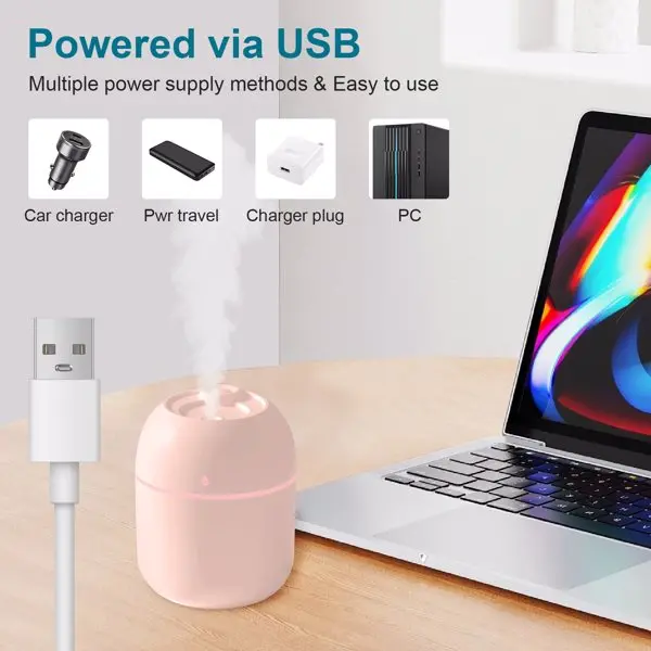 Portable Mini Humidifier, 220ml,Small Cool Mist Humidifier, USB Personal Desktop Humidifier For Bedroom Travel Office Home view 4