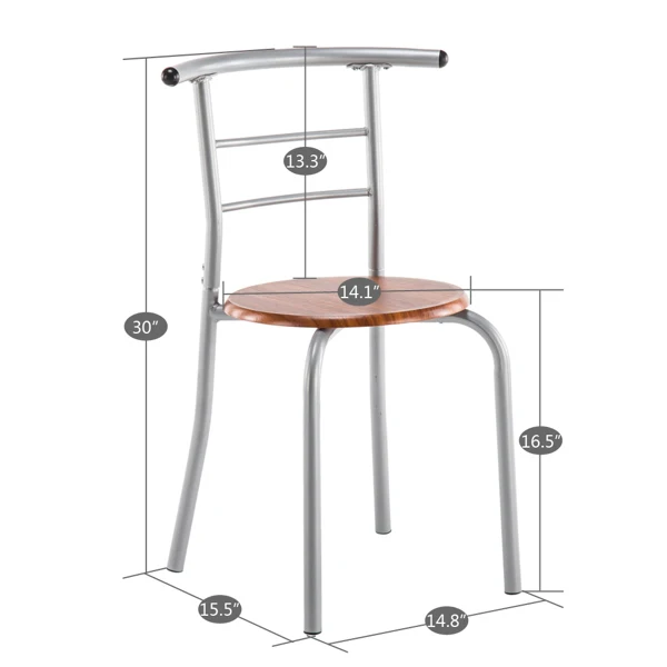 Brown Wood Grain PVC Breakfast Table (One Table and Two Chairs) view 3