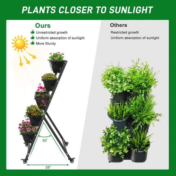 5 Tiers Vertical Garden Bed, Vertical Garden Planter Indoor and Outdoor, Vertical Elevated Garden Bed Perfect for Vegetables Flowers Herbs view 3