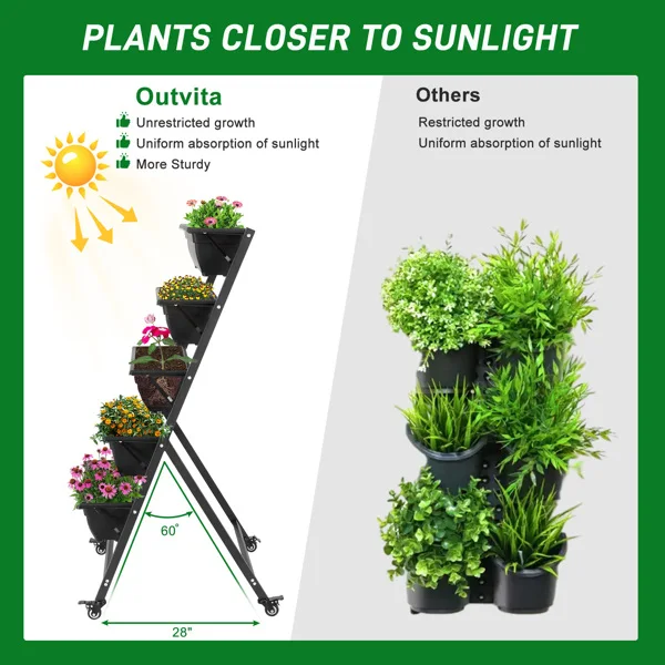 5 Tiers Vertical Garden Bed, Vertical Garden Planter Indoor and Outdoor, Vertical Elevated Garden Bed Perfect for Vegetables Flowers Herbs view 5
