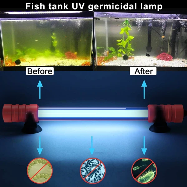 Aquarium Fish Tank Germicidal UV Light Sterilizer Pond Submersible Clean Lamp US(tk/temu self-pickup orders)