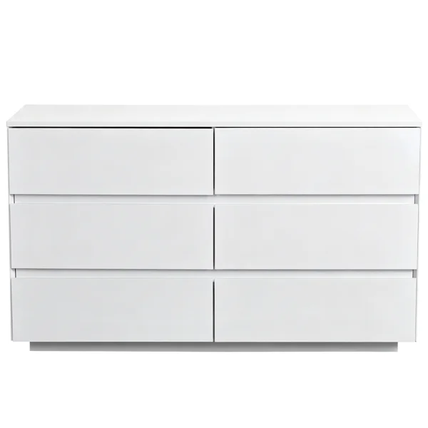 Handle-Free 6-Drawer Storage Cabinet Chest of Drawers with USB-Powered RGB LED Strip 47.24*15.75*27.56in High-Gloss White view 2