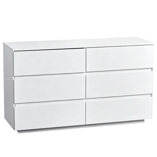 Handle-Free 6-Drawer Storage Cabinet Chest of Drawers with USB-Powered RGB LED Strip 47.24*15.75*27.56in High-Gloss White view 3