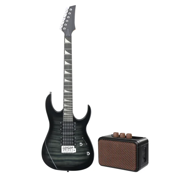 170 Model 39in Electric Guitar HSH Pickups Black complete starter kit suit for Hard Tiger-striped Black view 6