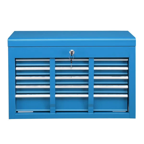5-Drawer Lockable Steel Tool Chest, 330 lbs Capacity, Blue Heavy-Duty Tool Storage Cabinet with Drawer Liners & Lid Support for Workshop/Garage Maintenance view 2