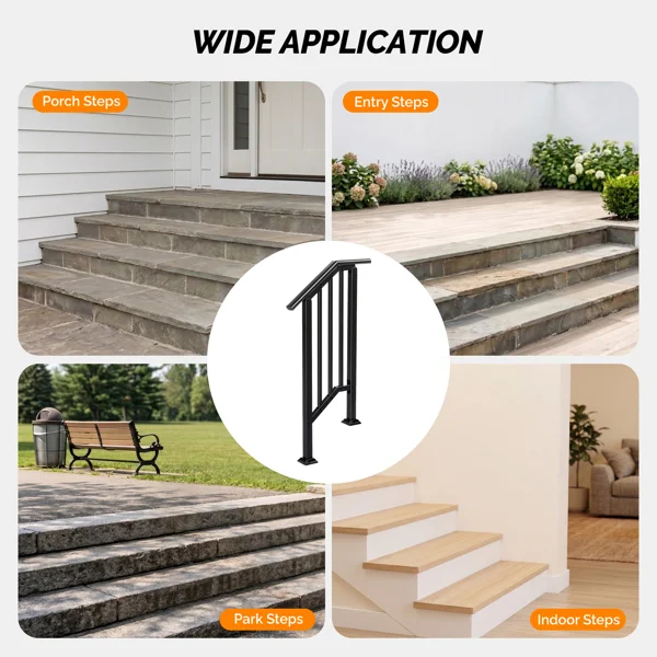 Handrails for Outdoor Steps Fits 1 to 2 Steps view 4