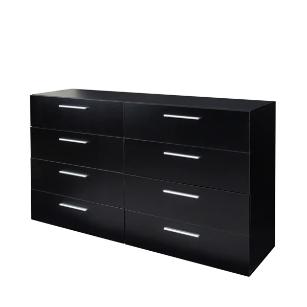 8 Drawer Double Dresser for Bedroom, Wide Storage Cabinet for Living Room Home Entryway, Black view 4