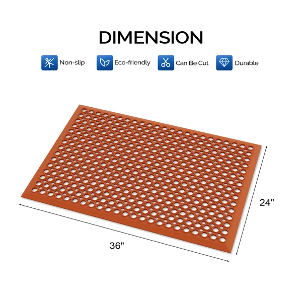Red Rubber Floor Mat, 60*90*1cm, Anti-Fatigue & Durable view 3