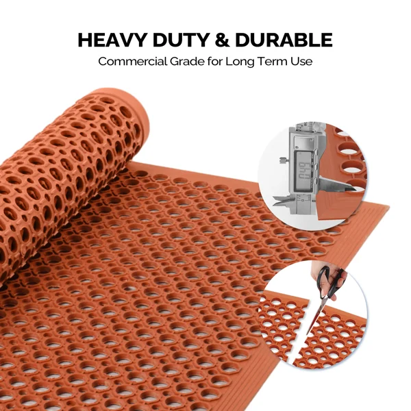 Red Rubber Floor Mat, 60*90*1cm, Anti-Fatigue & Durable view 4