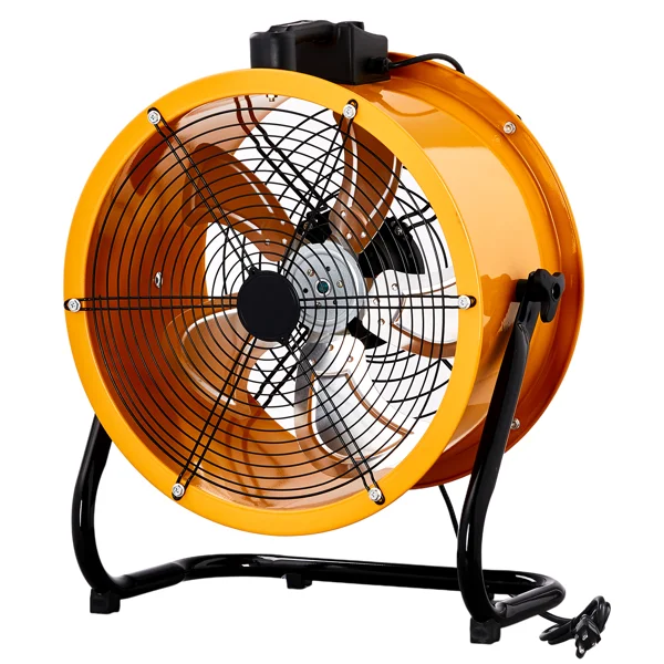 US Standard MLD-400 Barrel Fan 110V 192W 16inch Floor Barrel Fan Mobile Fan with Handle Copper Motor Orange-Yellow Air Circulation Industrial Fan