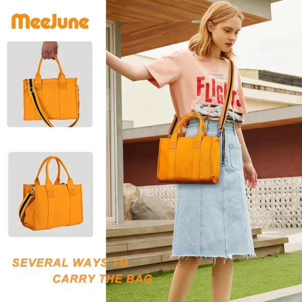 Canvas Tote Bag for Women Top Handle Handbag Crossbody Tote Bag for Women-Orange view 4