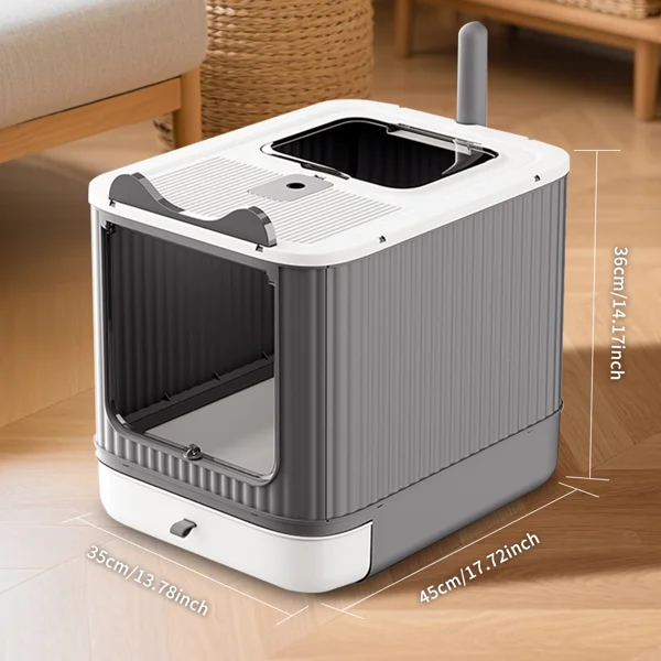 Elevated leak proof elf white cat litter box, made of sturdy and durable materials, also suitable for multi cat households view 3