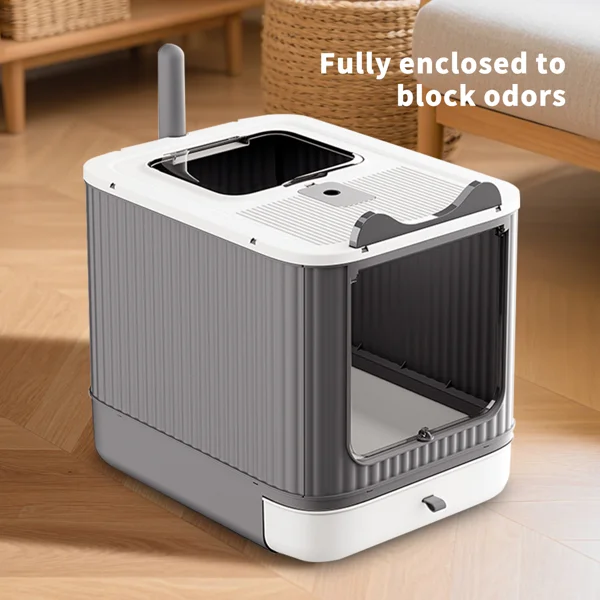 Elevated leak proof elf white cat litter box, made of sturdy and durable materials, also suitable for multi cat households view 6