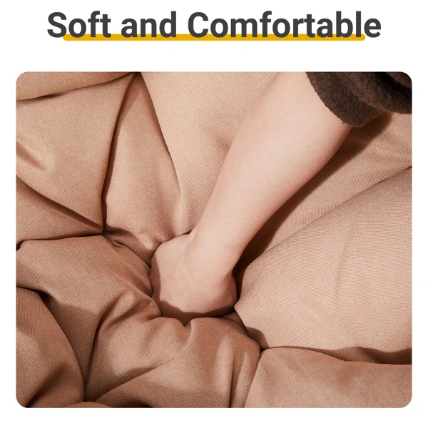 38" Ergonomic Swivel Wicker Papasan Chair with Thick Tufted Cushions, 360 Degree Rotatable Chairs for Living Room Bedroom Reading Room, Beige Cushion view 6