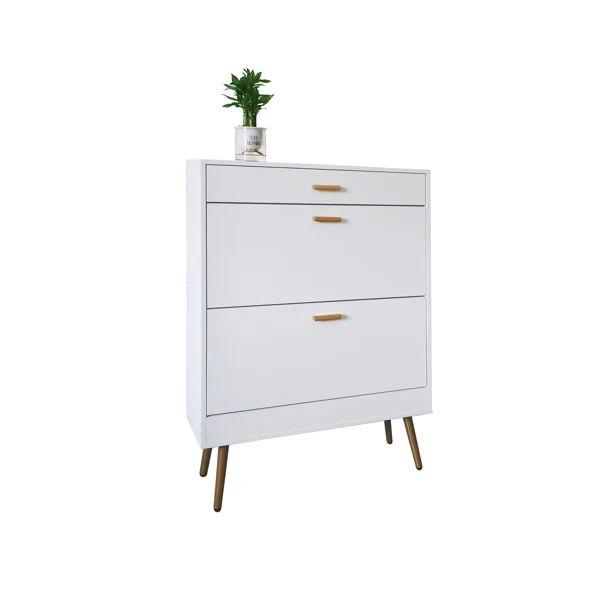 Shoe Cabinet, 16 Pair Shoe Rack Storage Organizer with 2 Flip Drawers, White Entryway Shoe Storage Cabinet for Heels, Boots, Slippers (White) view 6