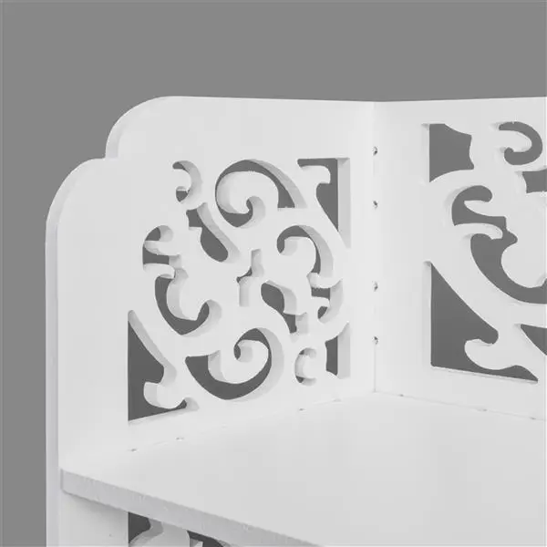 Wood-plastic Board Six Tiers Carved Shoe Rack White B view 6