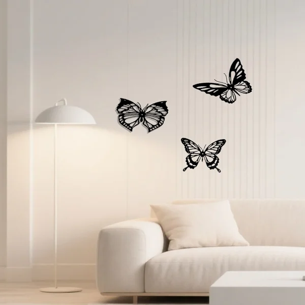 CIFbuy™ Graceful Insect Metal Wall Accents 3 pcs Featuring Black Dragonfly Hummingbird Butterfly Designs Delicate Hanging Wall Decoration for Gardens