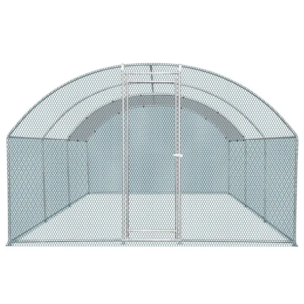 19.7x9.8x6.5ft Large Metal Chicken Coop with Run, Walk-in Poultry Cage with Waterproof Cover & Arc Roof, Heavy-Duty Galvanized Steel Ducks Rabbits Habitat Cage