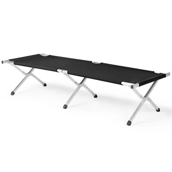 Portable Folding Camping Cot with Carrying Bag Army Black