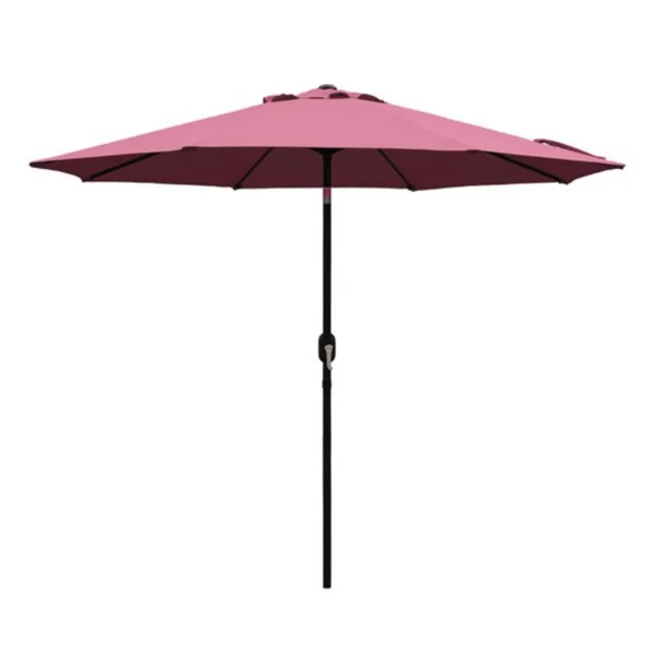 Outdoor 9ft Patio Umbrella with Crank Handle and Push Button Tilt, Outdoor Market Umbrella with 8 Ribs - Burgundy view 2