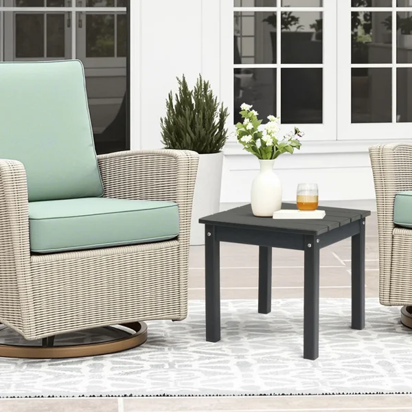 Outdoor Side Table, HDPE Adirondack Table Patio Side Table, Weather Resistant End Table Small Outdoor Table, Dark Grey, Square view 5
