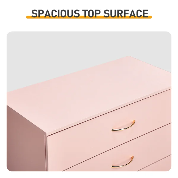 25.98"*12.99"*30.42" 4-Drawer Cabinet Faux Rose Gold Handles Pink view 6
