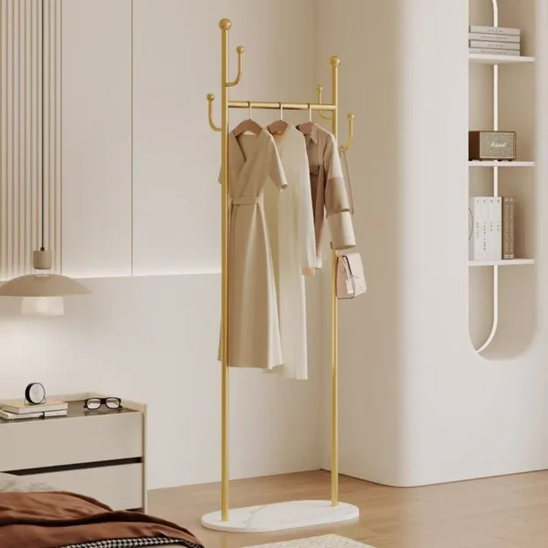 Clothing Rack, Golden Metal Freestanding Heavy Duty Clothes Rack with Marble Base, Multipurpose Garment Hanger for Bedroom, Hat, Scarf, Jacket view 4