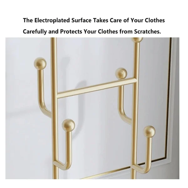 Clothing Rack, Golden Metal Freestanding Heavy Duty Clothes Rack with Marble Base, Multipurpose Garment Hanger for Bedroom, Hat, Scarf, Jacket view 5