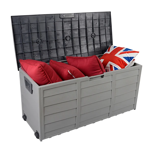 75gal 260L Outdoor Garden Plastic Storage Deck Box Chest Tools Cushions Toys Lockable Seat view 5