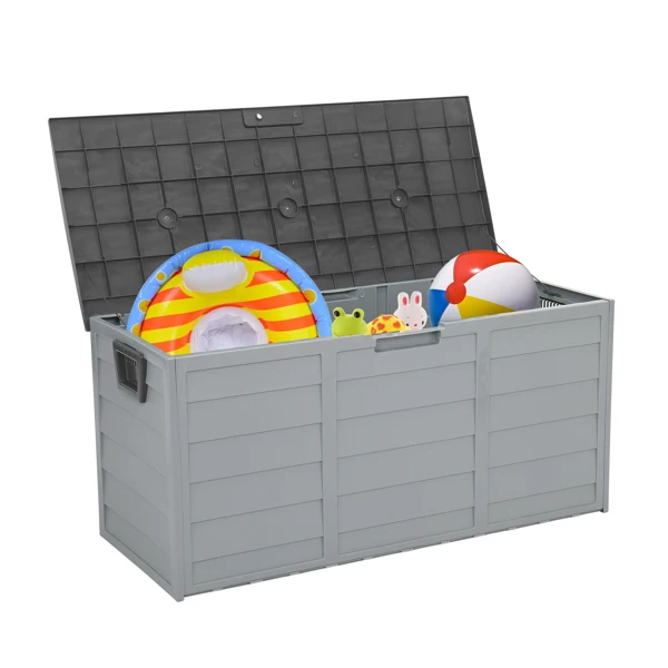 75gal 260L Outdoor Garden Plastic Storage Deck Box Chest Tools Cushions Toys Lockable Seat view 6
