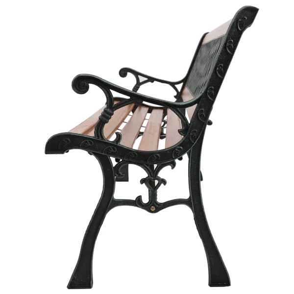 49" Garden Bench Patio Porch Chair Deck Hardwood Cast Iron Love Seat Weave Style Back view 6