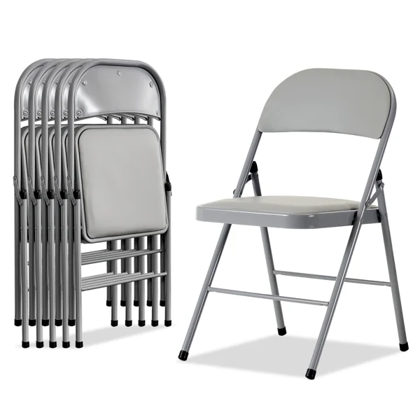 6pcs Elegant Foldable Iron & PVC Chairs for Convention & Exhibition Gray view 5