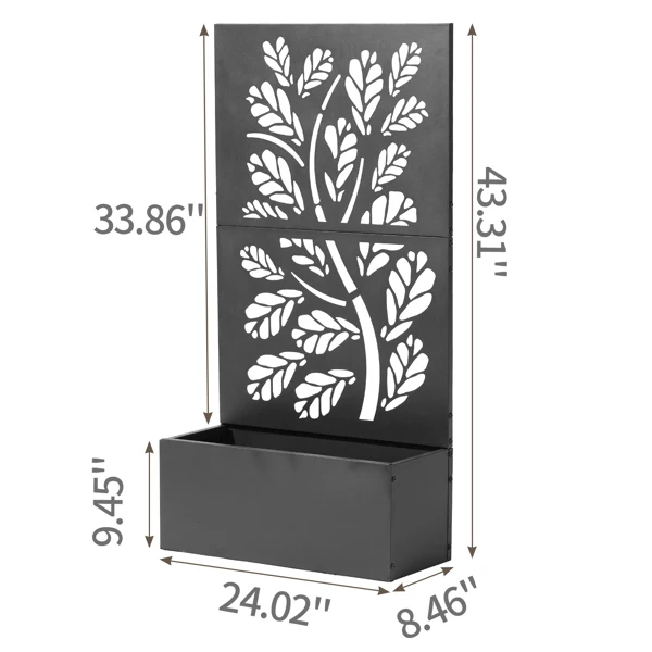 Metal Garden Bed with Trellis, 43 Inch Height Metal Planter Box with Trellis, Garden Box for Climbing Plants Vegetable, Metal Garden Bed with Drainage Holes