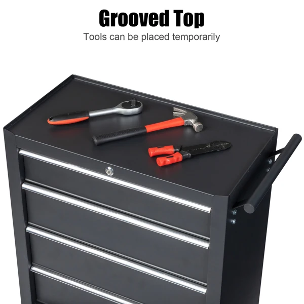 Single-bottom cabinet 4-draw, steel, black 330lb instrument cart, storage room view 5