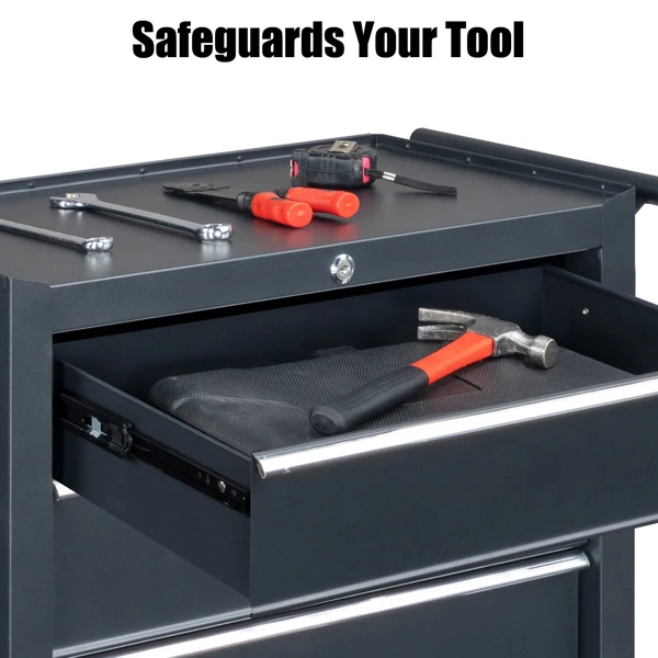 Single-bottom cabinet 4-draw, steel, black 330lb instrument cart, storage room view 6