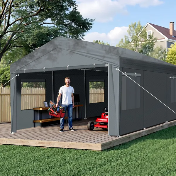 10X20FT Carport Car Port Canopy Grey view 4