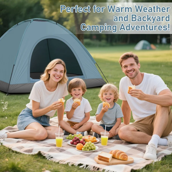 3-4 Person Camping Dome Tent Blue view 6