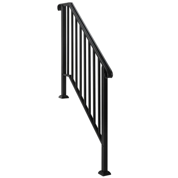 Artisasset Matte Black Outdoor 3 Level Iron Handrail view 3