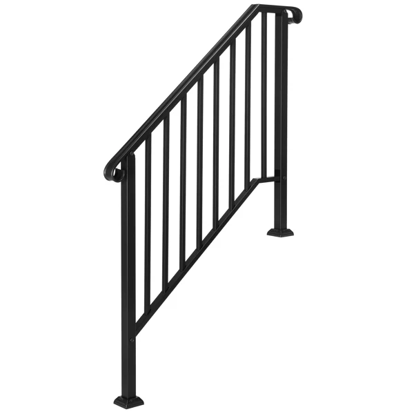 Artisasset Matte Black Outdoor 3 Level Iron Handrail view 6